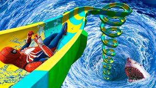 Dangerous waterslide Just Got Even More Epic GTA 5  Spiderman Ragdoll Ep.114 #waterslide #ragdoll.