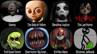 Granny The Baby In Yellow Slendrina Asylum Troll Quest Horror Siren Horror Stickman Jailbreak