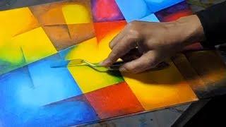 Abstract Painting Techniques with Acrylic  How to Paint with Masking Tape  Beginners Tutorial