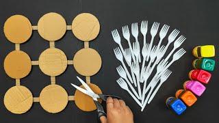 Recycling waste plastic spoons diyBeautiful wall decor craft ideaBest out of wasteHome Decorating