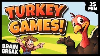  Turkey Games  Brain Break  Freeze Dance  Thanksgiving