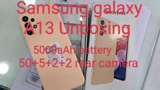 Samsung galaxy A13 Unboxing50MP 5 MP 2MP2MPRear camera 8MP5000 aAh battery66 FHD display