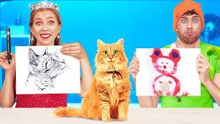 Tantangan Menggambar Bokek VS Kaya  Cara Membuat Lukisan Kucing oleh 123 GO