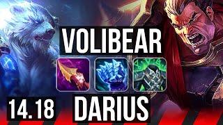 VOLIBEAR vs DARIUS TOP  10 solo kills 56k DMG Dominating  EUW Master  14.18