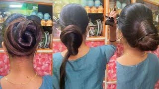 very long silky hair different buns making and show