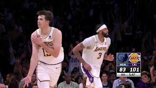 Austin Reaves makes the Lakers arena go crazy after this 3-pointer in the final min vs Grizzlies