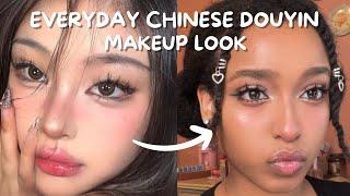 EVERYDAY CHINESE DOUYIN MAKEUP LOOK ON BROWN SKIN