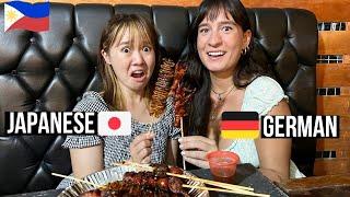 Foreigners trying FILIPINO Street Food at Nightmarket  Isaw Pig Ear Chicken Feet…