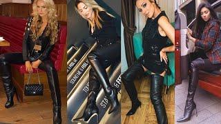 Most running and stylish pour leather latex thigh high heel long boots collection of 2020