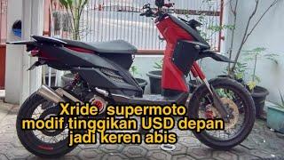 modifikasi yamaha xride supermoto tinggikan USD shock depan bikin keren