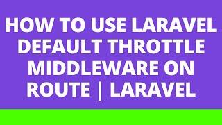 How to use Laravel default throttle middleware on Route  Laravel