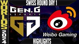 GEN vs WBG Highlights  LoL Worlds 2024 Swiss Stage Day 1  Gen.G vs Weibo Gaming