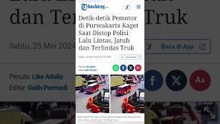 Pemotor di Purwakarta kaget saat di stop polisi lalu jatuh dan terlind@s truk #shorts