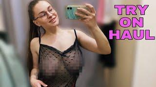 4K Transparent Try on Haul 2024  See-ThroughFabric & No Bra Trend