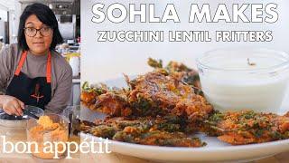 Sohla Makes Red Lentil Zucchini Fritters  From the Test Kitchen  Bon Appétit