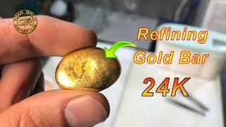 How to Refining Gold Scrap into Pure Gold Bar 24k  Refining Gold With Aqua Regia