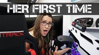 WIFES FIRST TIME using VR in the Sim Racing Rig