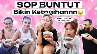 FOREIGNERS FIRST TIME EATING SOP BUNTUT ... YUMMMY 