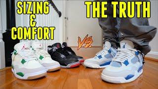 THE TRUTH JORDAN 4 MILITARY BLUE vs REIMAGINED BRED SB4  SIZING TIPS & QUALITY