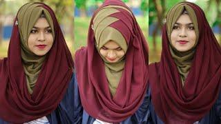 Criss Cross Hijab style with chiffonJorjet HijabFull Coverage