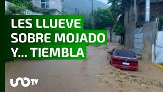 Acapulco bajo el agua y por si fuera poco tiembla y se quedan sin luz.