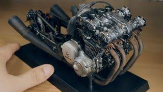 Heavy Weathering Honda CB750F Engine Build Tamiya 16