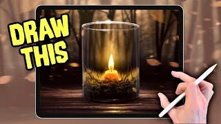 Fall Autumn CANDLE FLAME - Drawing Tutorial in PROCREATE