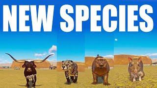 New Species Animals Speed Races in Planet Zoo included Texas Longhorn  Bandicoot Patriofelis