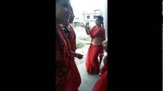 sexy aunty navel show off teej  dance