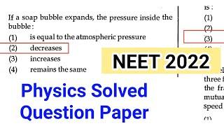 NEET 2022 - Physics Solved Question Paper Answer key section - 1