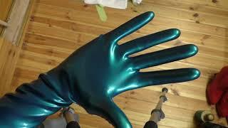 Latex Gloves Blue and long for Rubberdoll Lisa