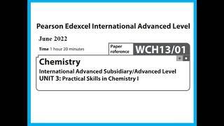 Unit 3  June 2022 -  AS Chemistry Edexcel - Dr  Hanaa Assil