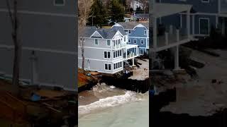 Long Beach Getting Slammed With Huge Storm Surge #drone #newvideo #nature #shorts