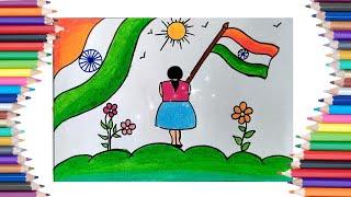 Republic Day Drawing using Oil Pastels  Simple Republic Day Drawing  Indian Flag Drawing 