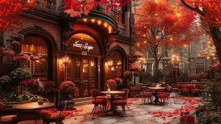 Elegant Autumn Jazz in an Outdoor Cafe  Gentle Jazz Piano Music for Peaceful Study Relax Work