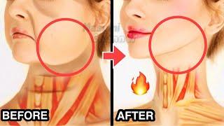 Slim Down Your Face by Massaging ◯◯  Japanese Face Exercises For Slim Jawline Double Chin Removal