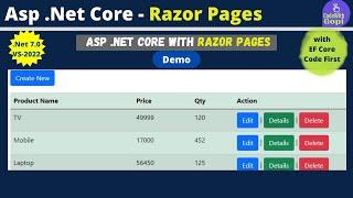 ASP.NET Core Razor Pages CRUD - .NET 7.0 Razor Pages CRUD Using Entity Framework Core and SQL Server