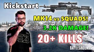 LG Kickstart - 20+ KILLS 3.2K DAMAGE - MK14 vs SQUADS - PUBG