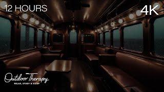 STEAMPUNK Lounge Car Thunderstorm to Calm Your Nerves  Rain & Thunder Sounds Ambience  12 HOURS