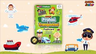 MARBEL MENGENAL PROFESI & TRANSPORTASI FLASHCARD - Kartu belajar untuk anak-anak - DUA BAHASA