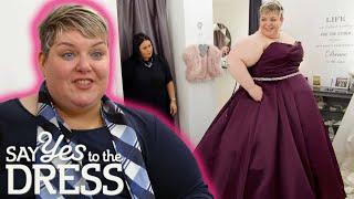 Brides Aubergine Dress Helps Her Feel Beautiful And Confident  Curvy Brides Boutique