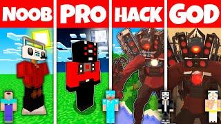 Minecraft Battle NOOB vs PRO vs HACKER vs GOD TITAN SPEAKER MAN 2 SKIBIDI TOILET STATUE CHALLENGE