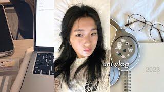first day of university vlog grwm dorm tour in-person classes first year student ️