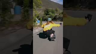 More yellow longsleeve downhill skateboarding