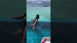 Water baby Monalisa hot dance in bikini in ocean blue 