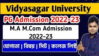 Vidyasagar University PG Admission 2022-23 VU MA MCom Admission 2022 College List Subject Fees