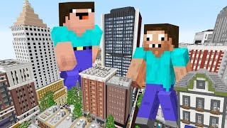 ГИГАНТЫ НУБ И ПРО РАЗРУШАЮТ ГОРОД В МАЙНКРАФТ  НУБИК И ТРОЛЛИНГ ЛОВУШКА MINECRAFT Дак Плей