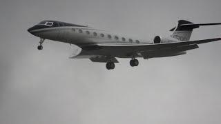 GULFSTREAM G700. N702GD. Wild weather Low visibility arrivals. Farnborough. 27 Nov 23