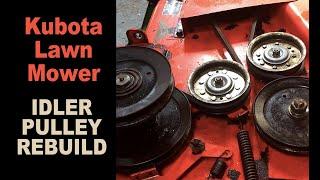Kubota Mower Deck Belt Replacement and Idler Pulley Rebuild  T1670 Lawn Tractor