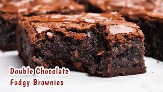 Best Double Chocolate Fudgy Brownies Recipe  Easiest Fudgy Brownies Ever Quick Easy Moist Brownies